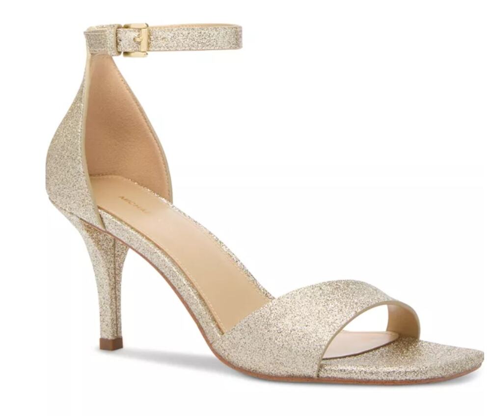 Michael Kors Shoes Women's Size 8.5 Gold Jaida Glitter Strappy Sandals New Box